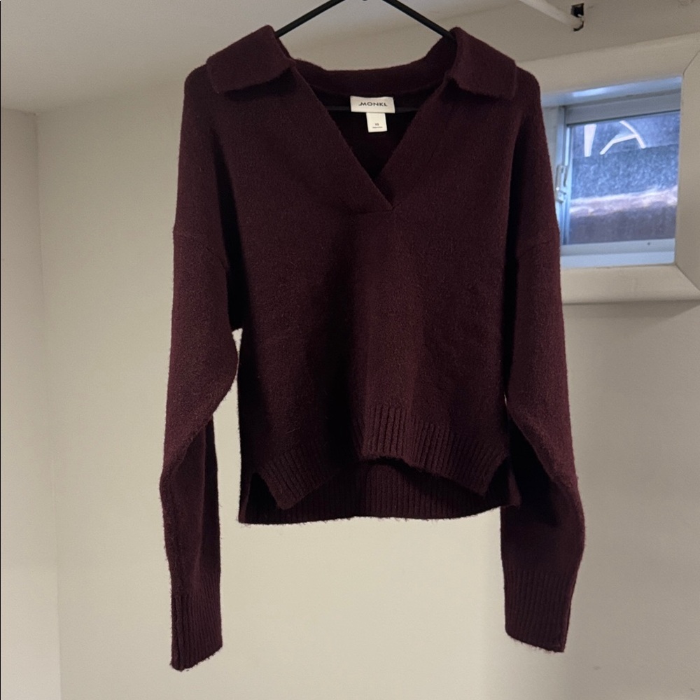 ASOS Monkl Burgundy Polo sweater. Size XS.